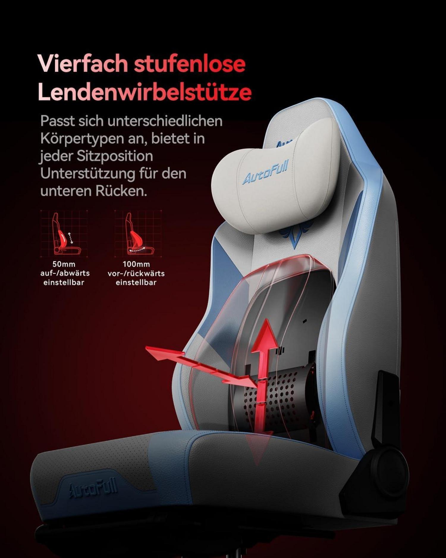 AutoFull M6 Gaming-Stuhl belüftet beheizt ergonomisch 360° Armlehne Fußstütze