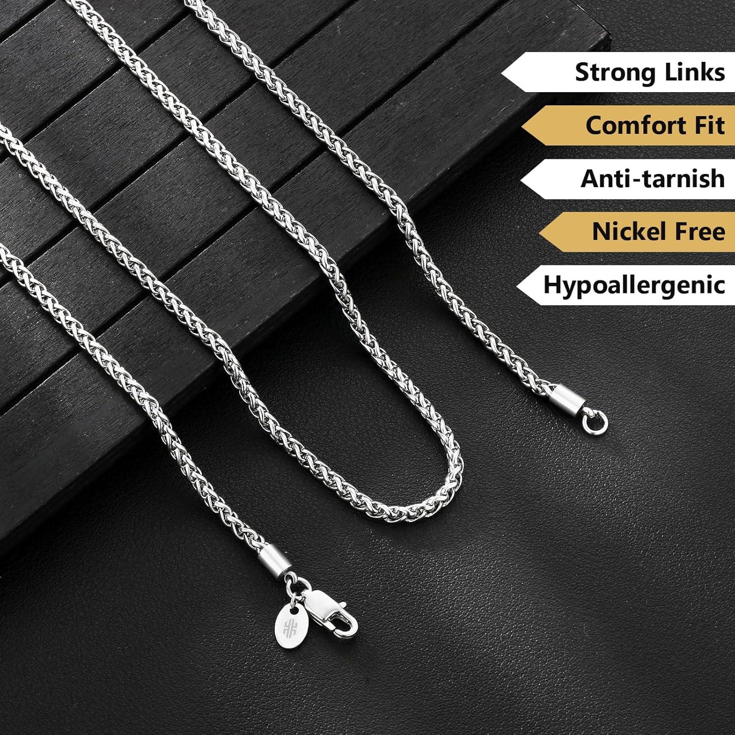 Goldkette dünne Weizenkette 3mm Edelstahl beschichtet 61cm