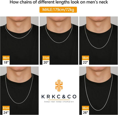 KRKC&CO Goldkette 3mm Weizenkette Edelstahl 61cm Herren Silberkette