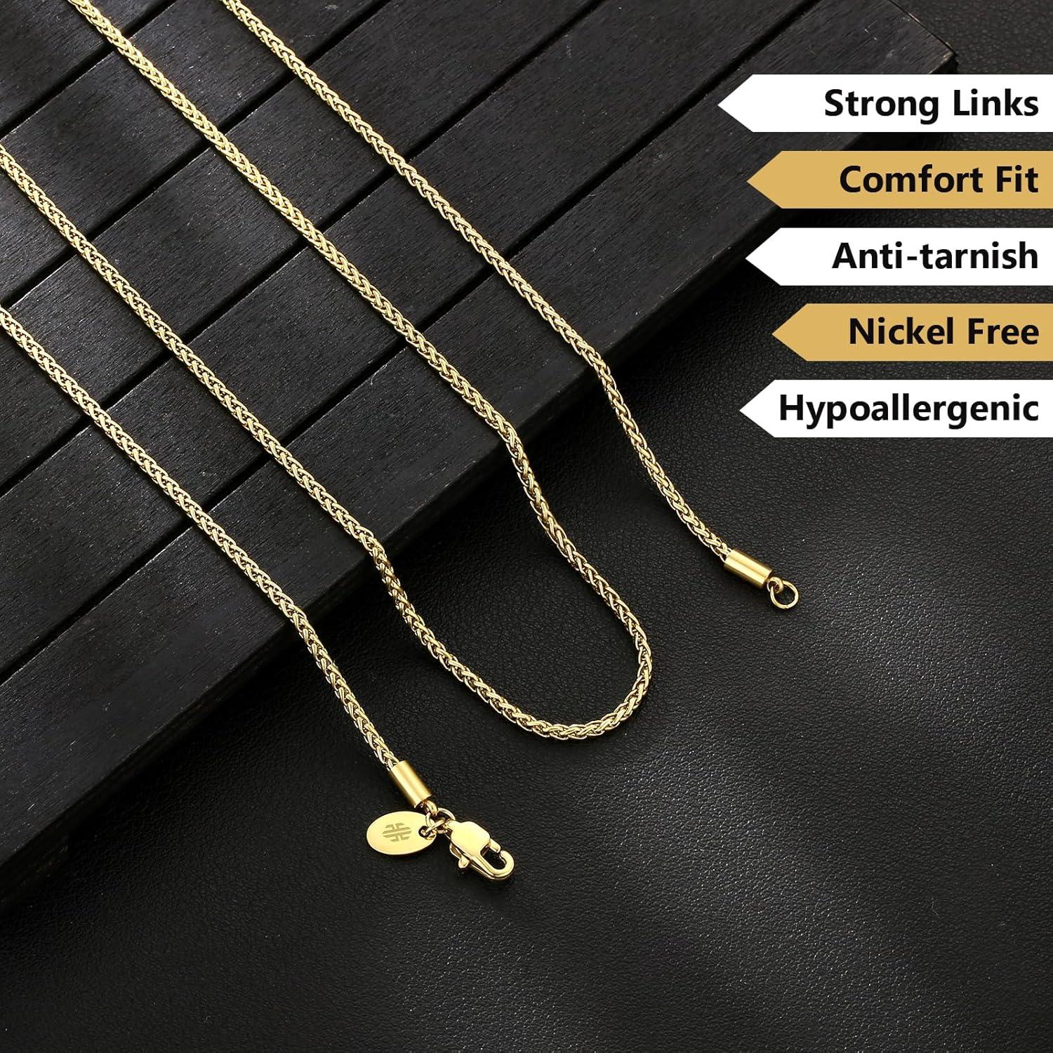 Goldkette Herren Silberkette 2,5/3/4mm dünne Zopfkette