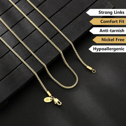 Goldkette Herren Silberkette 2,5/3/4mm dünne Zopfkette