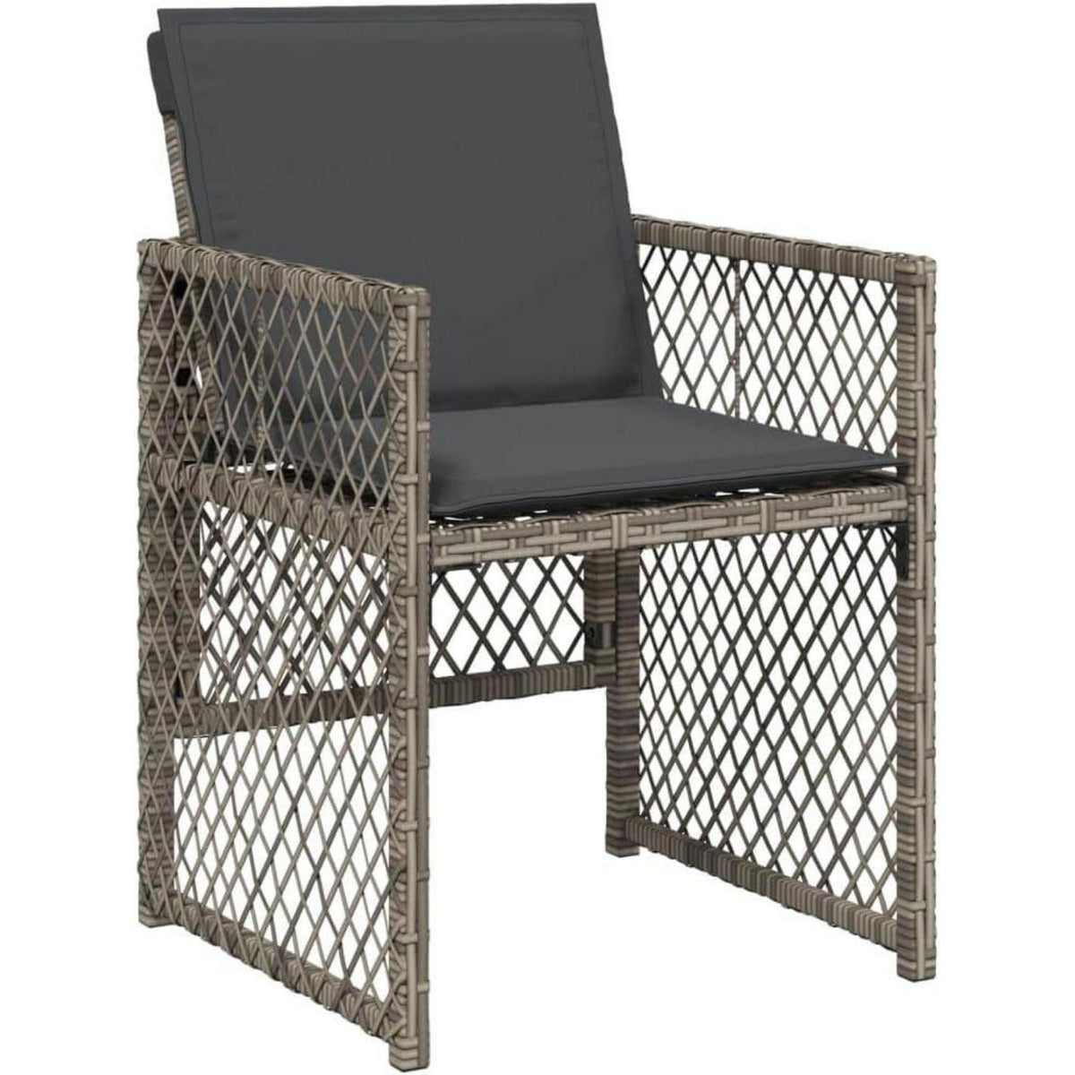 Garten Essgruppe 7-teilig mit Kissen, Grau Poly Rattan