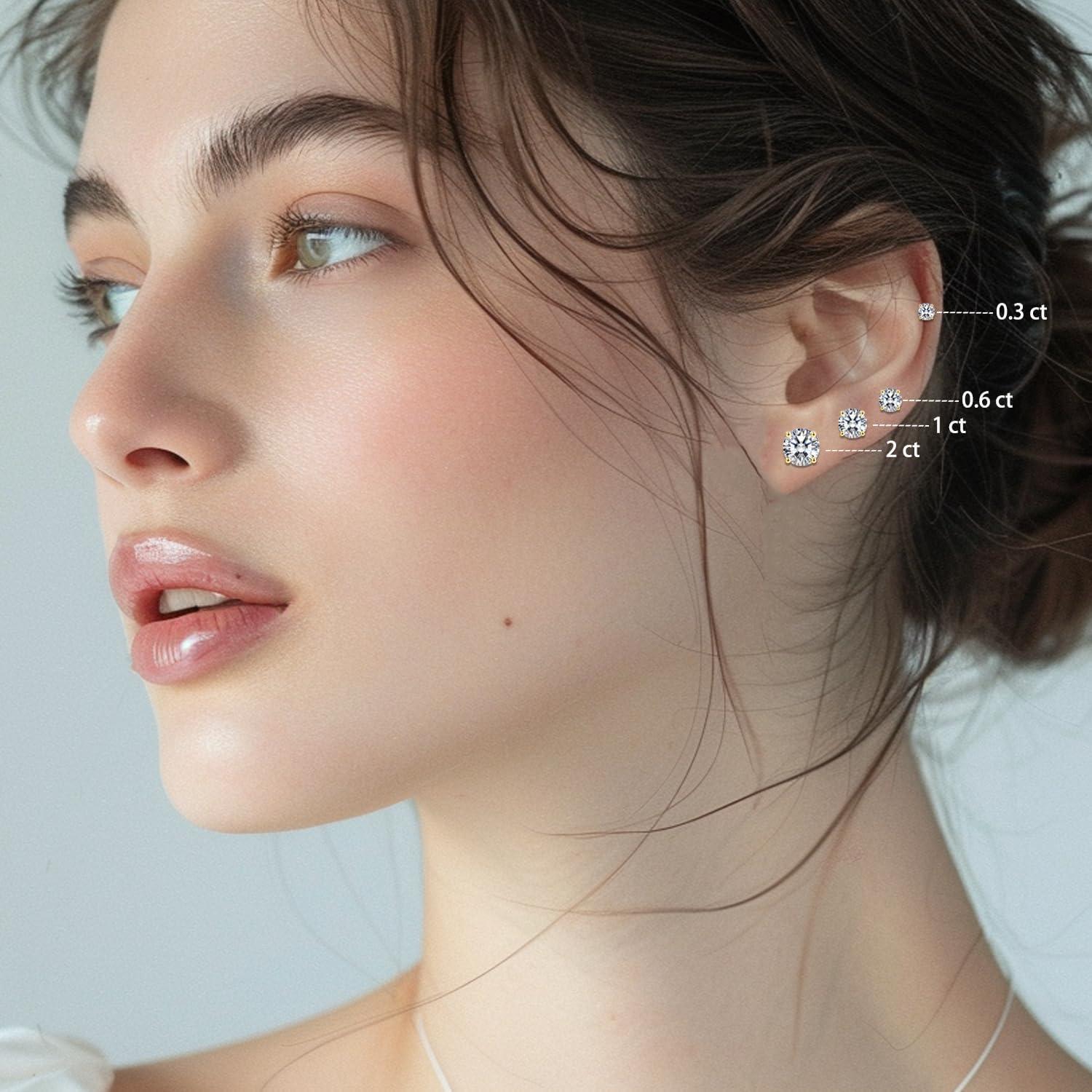 Moissanit Ohrringe 925 Silber 14K Gold Plattiert VVS1