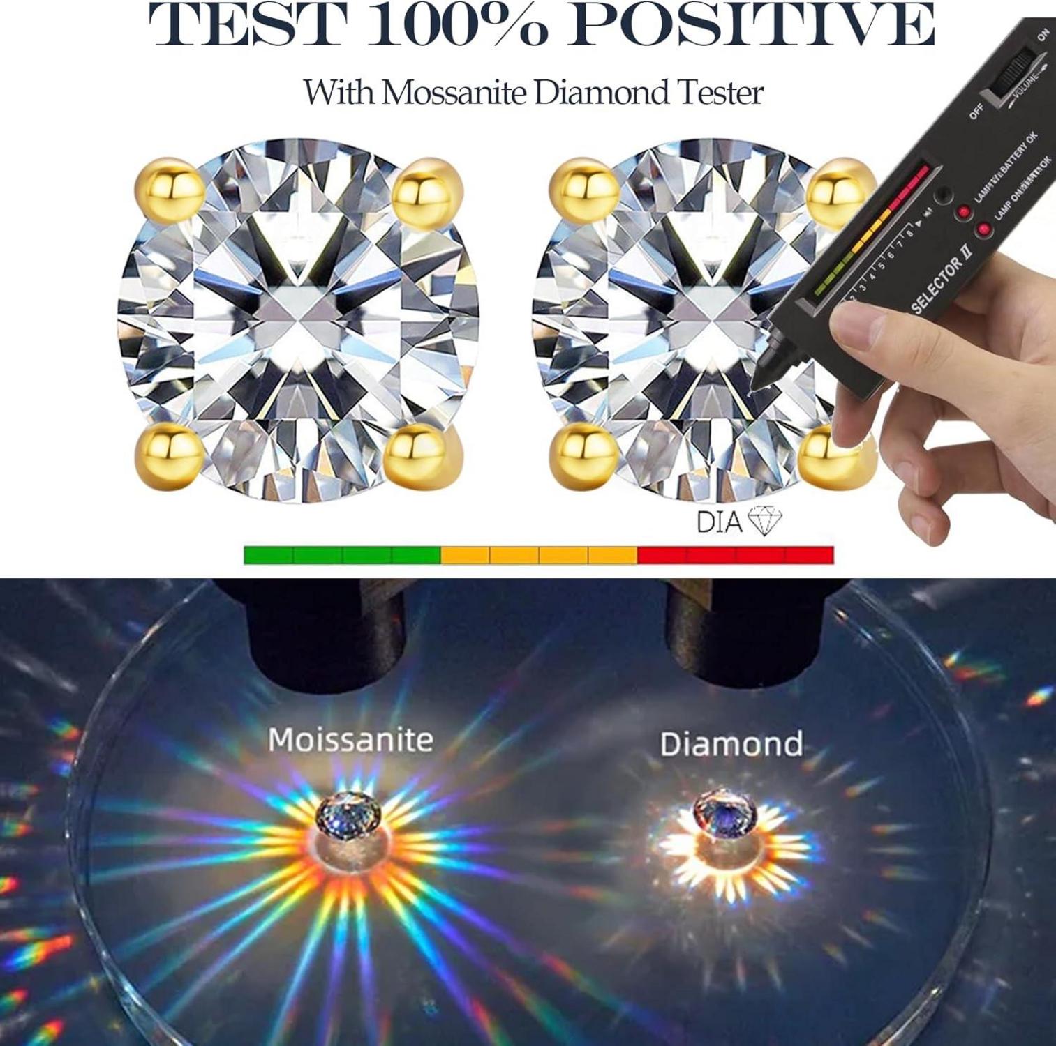 LAVUMO Moissanit Ohrringe 925 Silber 14K Gold Plattiert 0.3ct-2ct VVS1 D Brillant hypoallergen 0.6 Karat Gold