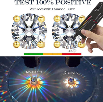LAVUMO Moissanit Ohrringe 925 Silber 14K Gold Plattiert 0.3ct-2ct VVS1 D Brillant hypoallergen 0.6 Karat Gold