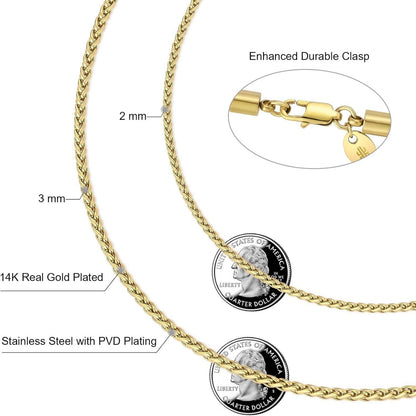 Goldkette Herren Silberkette 2,5/3/4mm Rope Kette Edelstahl 18K Gold/Weißgold beschichtet for Damen Unisex 46-66cm 50.8cm
