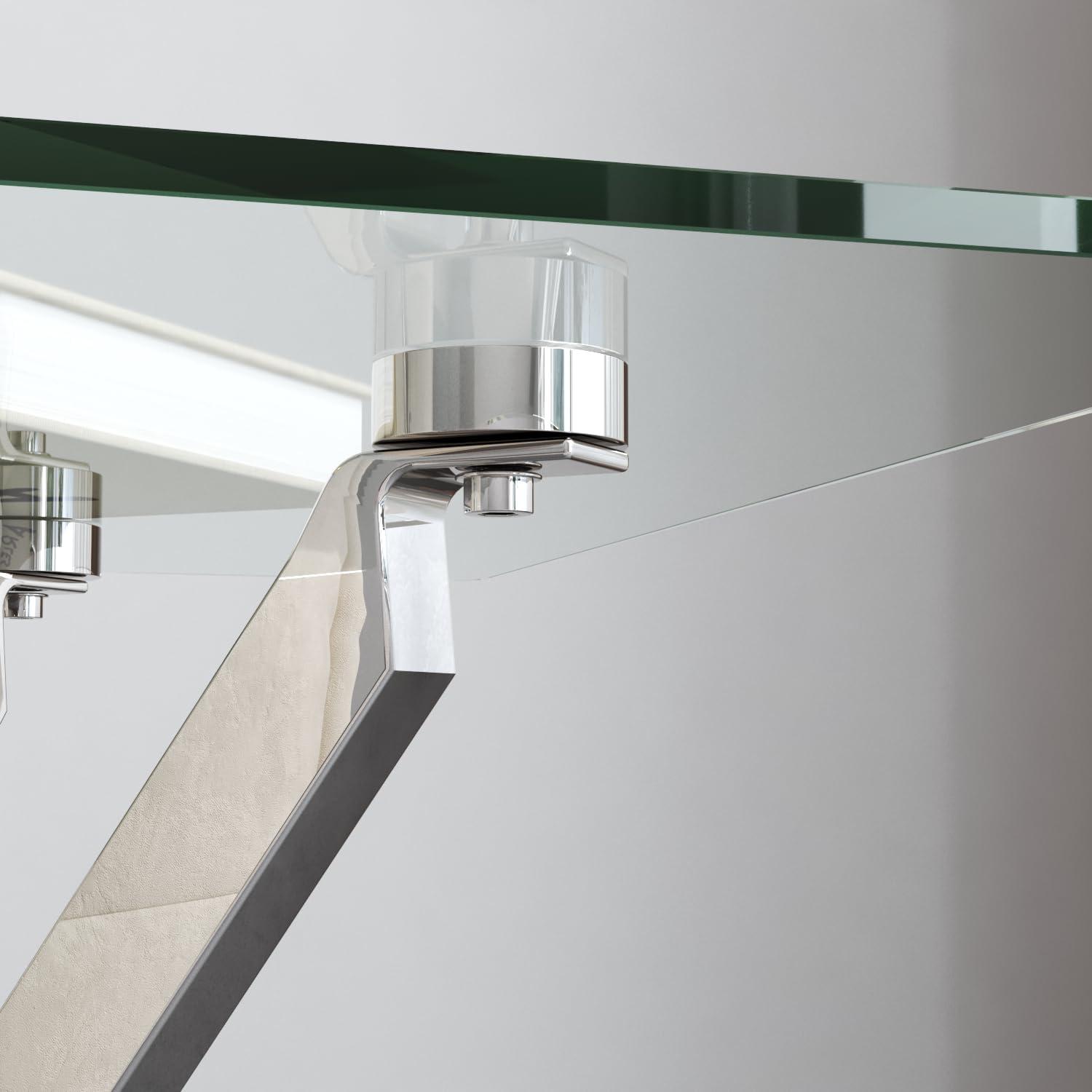 Glas Beistelltisch Quadratisch Silber 40x40x50cm Metallbeine