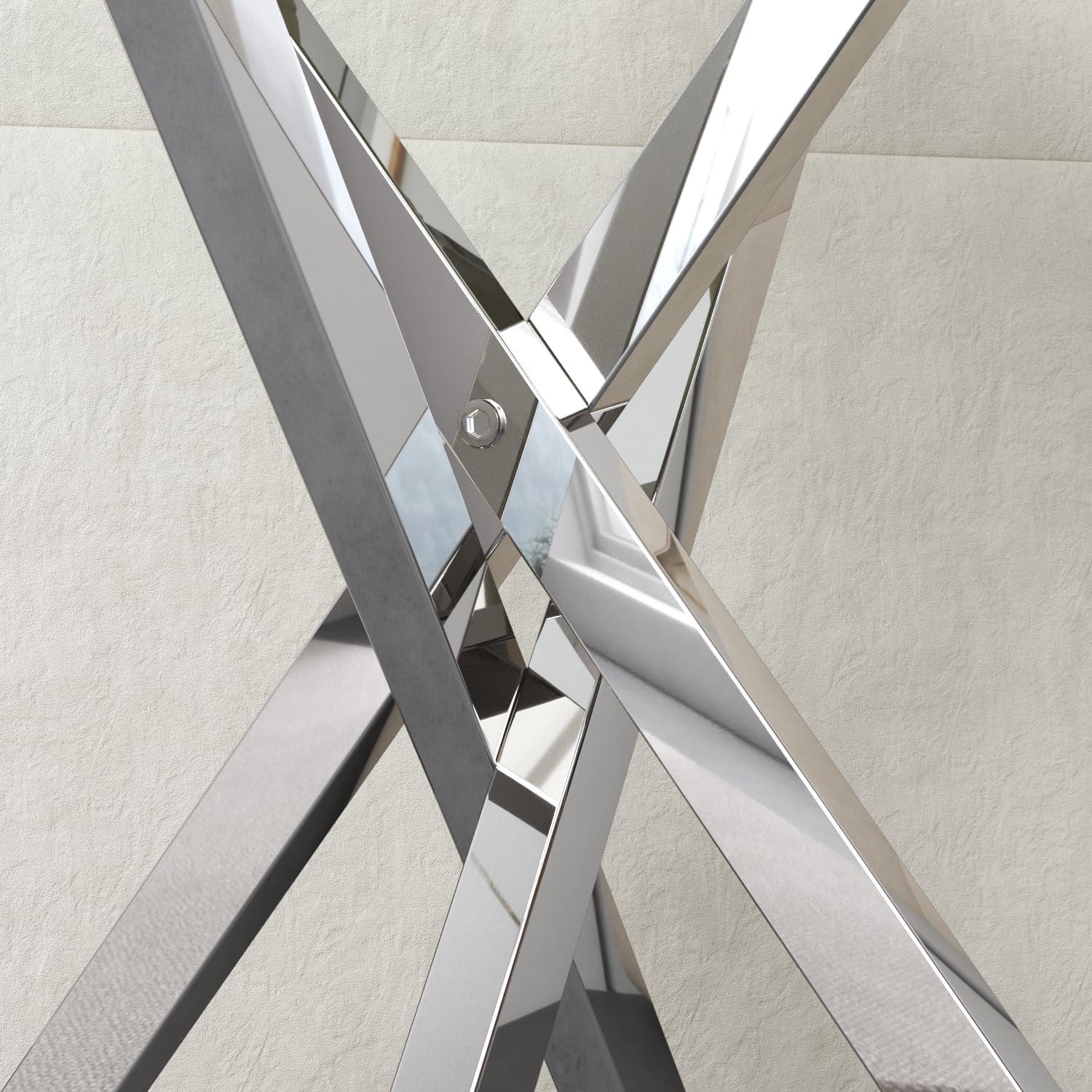 Beistelltisch Glas Couchtisch Modern Metallbeine Silber 40x40x50cm