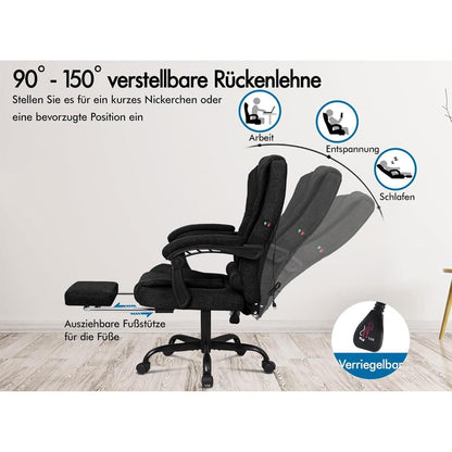 Ergonomischer Bürostuhl mit Massage und Fußstütze, 180
