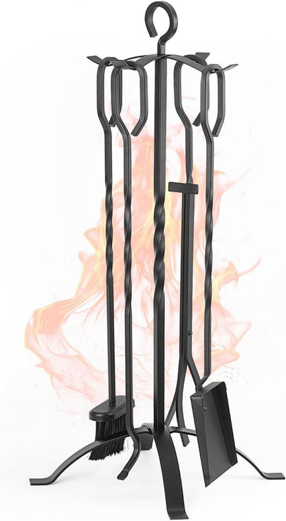 Kaminbesteck schwarz 5-teilig Kamingarnitur Zubehör 65CM