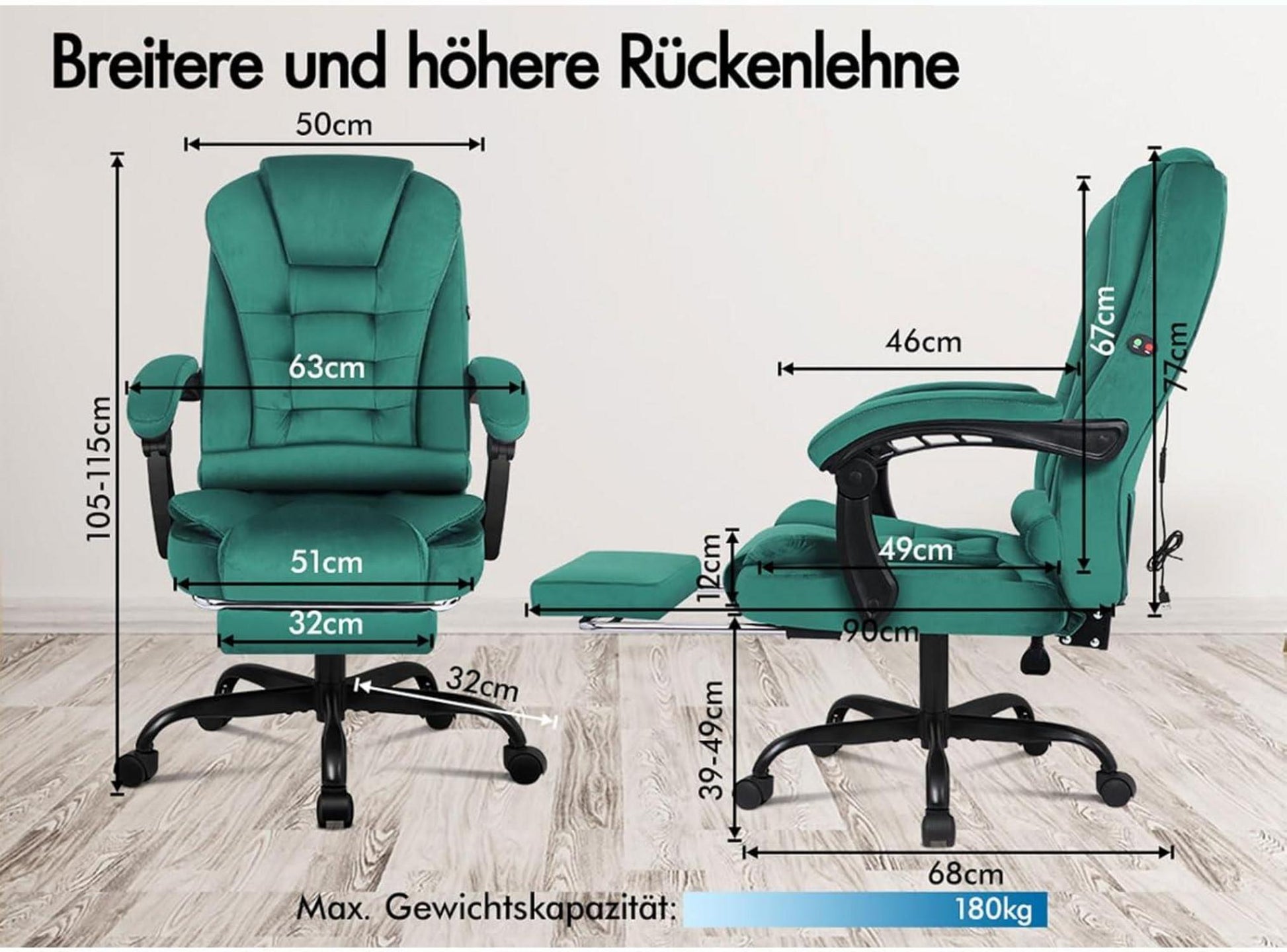 ALFORDSON Gaming-Stuhl Hochlehner Bürostuhl Grün