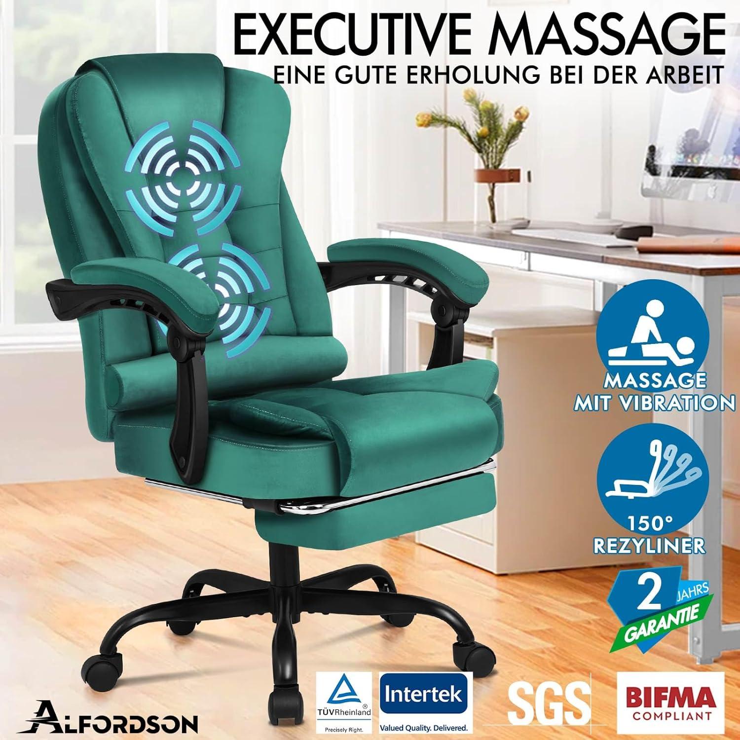ALFORDSON Gaming-Bürostuhl, Ergonomisch, Höhenverstellbar, Grün