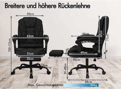 Ergonomischer Massagebürostuhl mit Fußstütze und