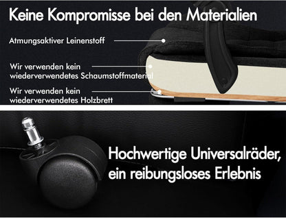 ALFORDSON Bürostuhl Massage Fußstütze Neigung Samt Gaming-Stuhl Schwarz