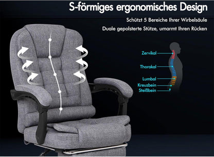Ergonomischer Bürostuhl Gaming-Stuhl Leinen Gray Massage