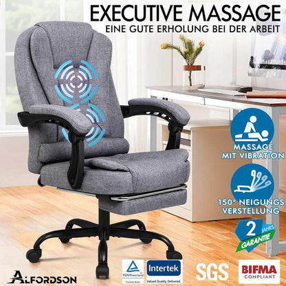 Ergonomischer Gaming-Bürostuhl Leinen Gray Massage Lordosenstütze