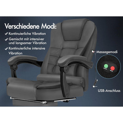 Massage Bürostuhl ergonomisch mit Fußstütze und