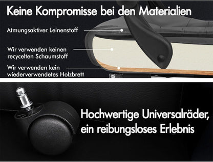 ALFORDSON Ergonomischer Massage-Bürostuhl mit Fußstütze, 150°-Neigung, Samt, Gray