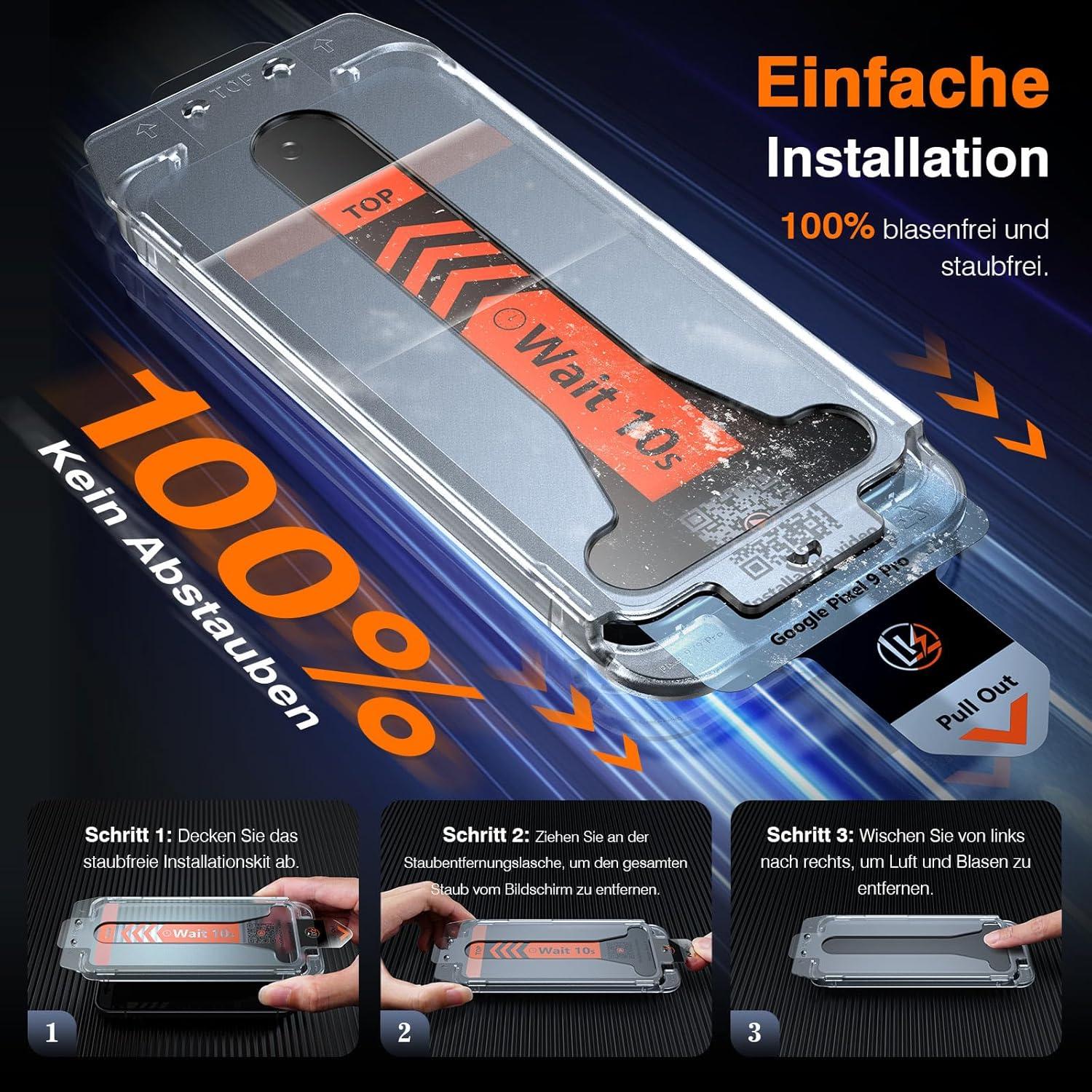 Panzer Schutz Glas 2x Google Pixel 9 Pro Vollständige Abdeckung Schutzfolie HD