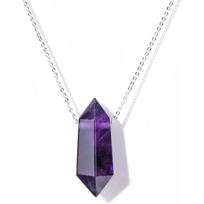 Amethyst Halskette Hexagon Anhänger Heilsteine Energie