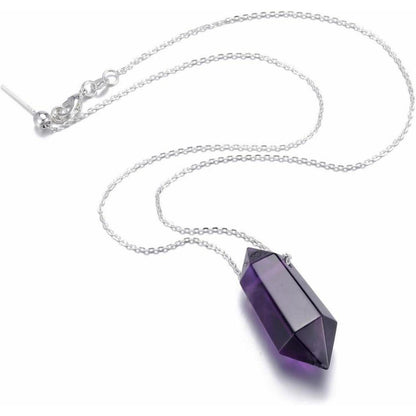 Amethyst Halskette Hexagon Anhänger Heilsteine Energie