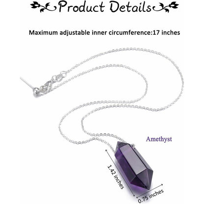 Amethyst Halskette Hexagon Anhänger Heilsteine Energie
