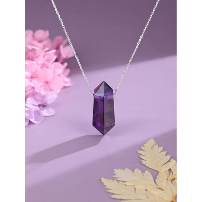 Amethyst Halskette Hexagon Anhänger Heilsteine Energie
