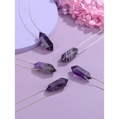 Amethyst Halskette Hexagon Anhänger Heilsteine Energie