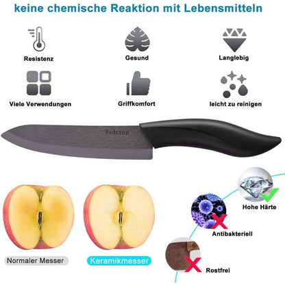 Keramikmesser Set 4-teilig – Scharfes Küchenmesser für Obst & Gemüse