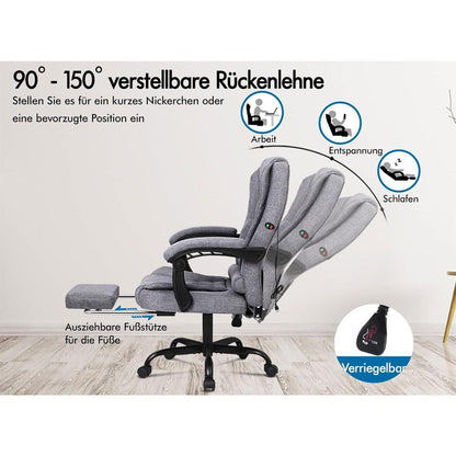 Ergonomischer Bürostuhl mit Massagefunktion und Fußstütze