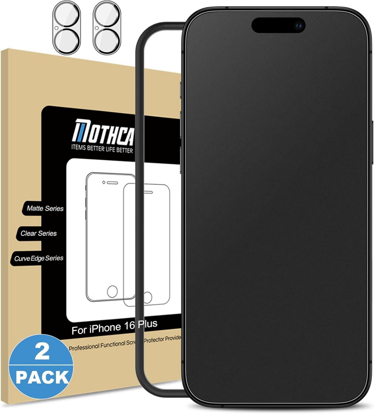 Mothca Matt Schutzfolie iPhone 16 Plus 6,7 Zoll 9H Blendschutz