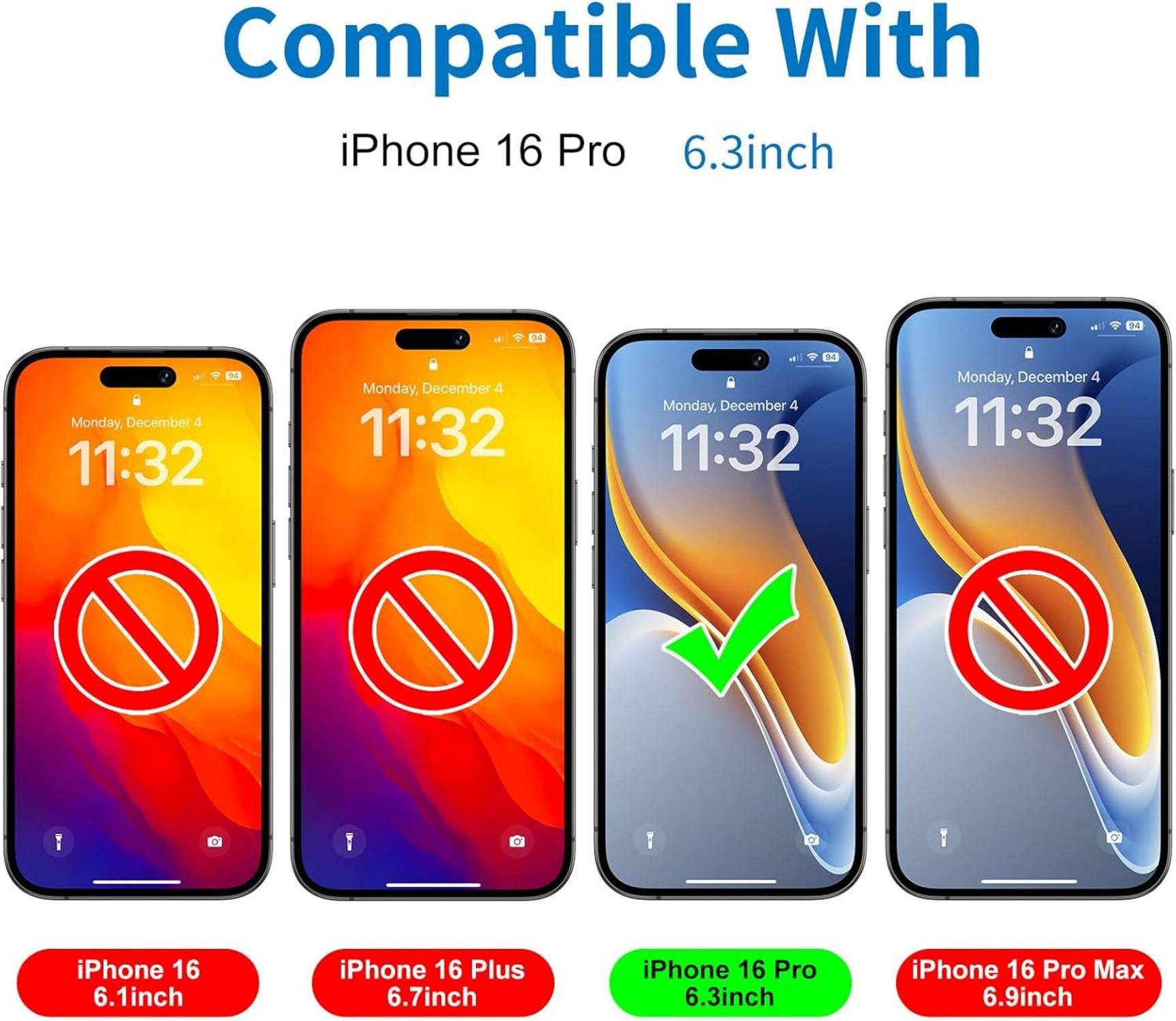 Mothca Matt Sichtschutz iPhone 16 Pro 6,3 Zoll 9H Privacy