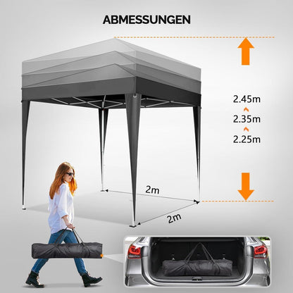 Faltpavillon 2x2m – Wasserdicht & Höhenverstellbar mit Zubehör