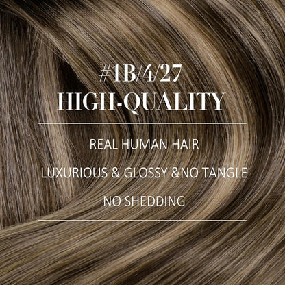 Clip-in Echthaar Extensions Balayage Schwarz Braun Blond 40cm