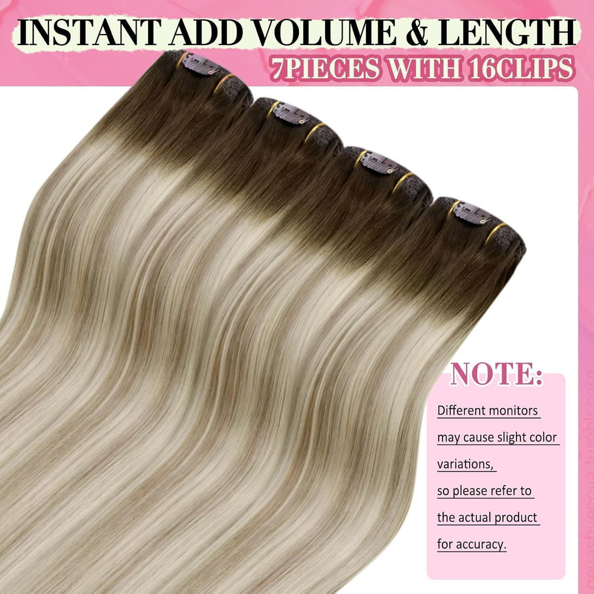 Clip-in Haarverlängerung Echthaar Balayage Dunkelbraun Blond 55cm