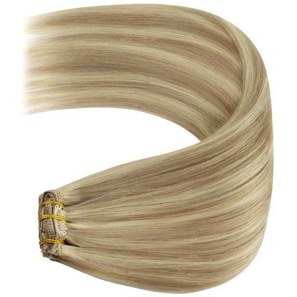 Clip-in Echthaar Extensions Blond 45cm – Volumenspendend & Stylingfähig