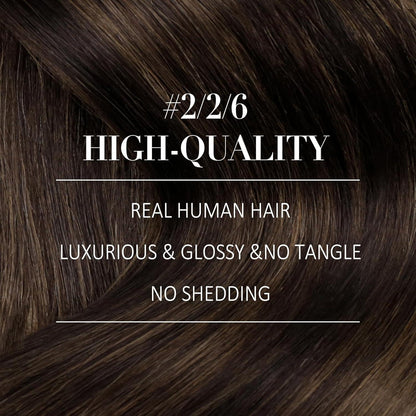 Clip-in Echthaar Extensions Ombre Dunkelbraun Mittelbraun 55cm