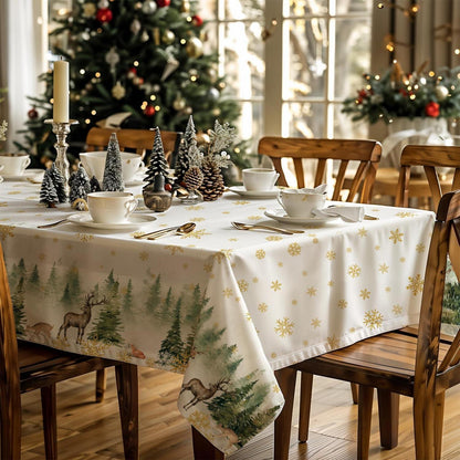 Weihnachtliche Tischdecke Winterwald | Wasserfest & Wiederverwendbar