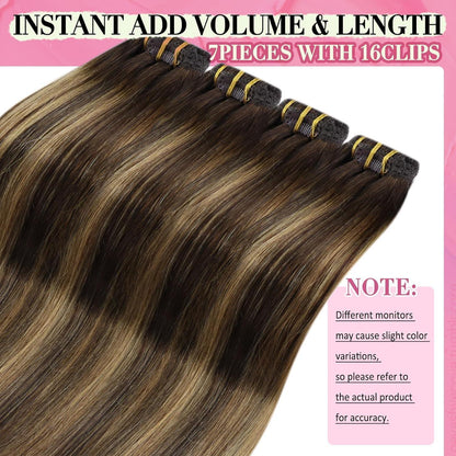 Clip-in Echthaar Extensions Ombre Braun Blond 55cm