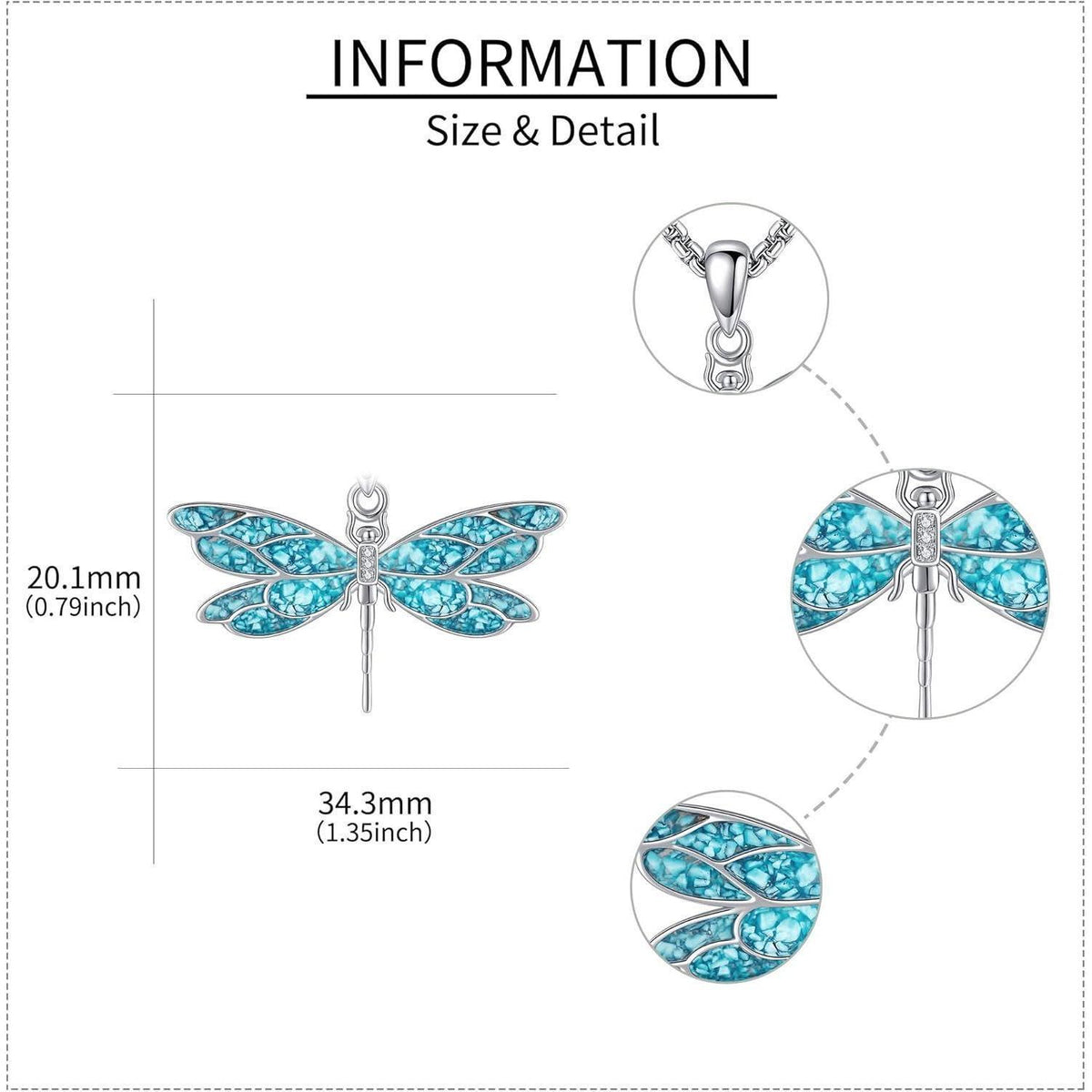 925 Sterling Silber Halskette mit Türkis Anhänger, Lebensblume, Libelle, Phönix, Kolibri, Gecko,