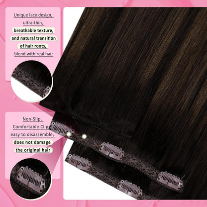 Echthaar Clip-in Extensions Ombre Braun 50cm - 150g