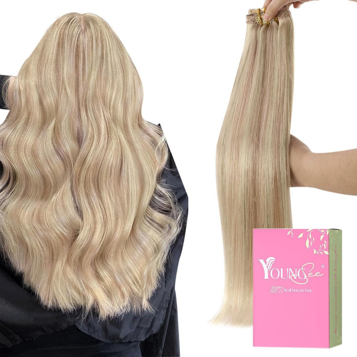 Echthaar Haarverlängerung 55cm – #18/613 – 150g Clip-In