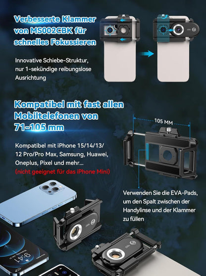 APEXEL 150X Mini-Mikroskop für Smartphone, Handy-Mikroskop, Microscope für Smartphone