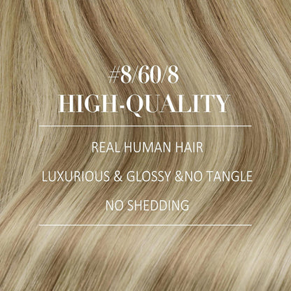 Clip-in Echthaar Extensions Ombre Hellbraun-Blond 45cm