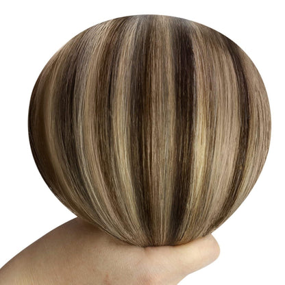 Clip-in Echthaar Extensions Schwarz Braun Blond 55cm