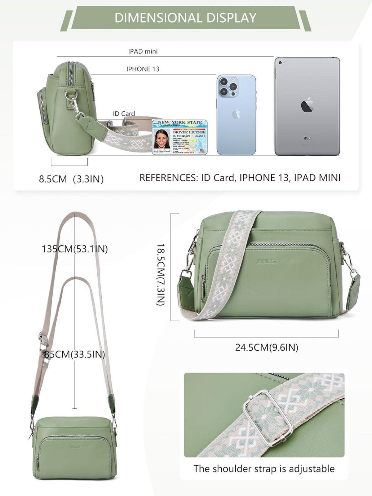 MUIIKOLA Umhängetasche Damen Crossbody PU Leder RFID Schultergurt