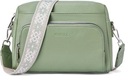 MUIIKOLA Damen Umhängetasche Crossbody Bag PU Leder Schwarz