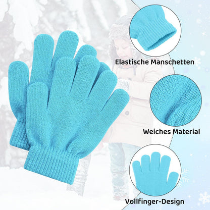 Kinder Winterhandschuhe Gestrickt Rosa 4-11 Jahre