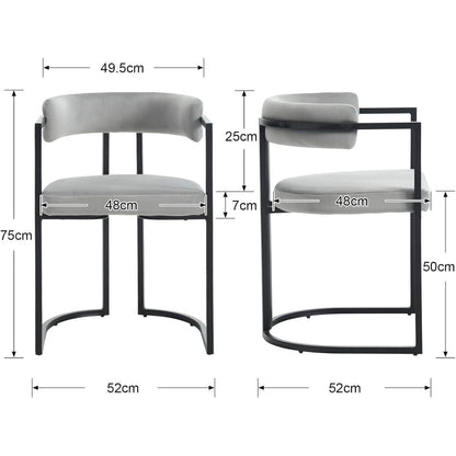 Samt Esszimmerstühle 2er Set – Modern & Bequem (Grau)