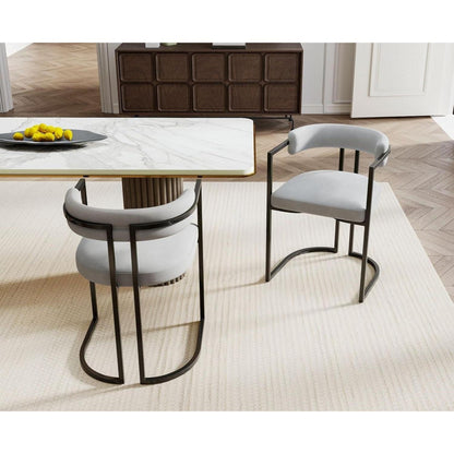 Samt Esszimmerstühle 2er Set – Modern & Bequem (Grau)